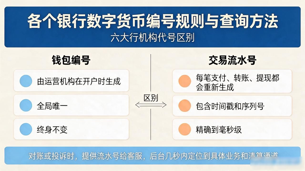各个银行数字货币编号规则与查询方法，六大行机构代号区别