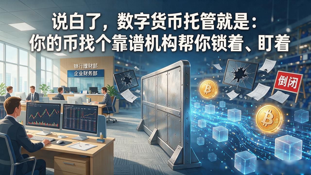 说白了，数字货币托管就是：你的币找个靠谱机构帮你锁着、盯着