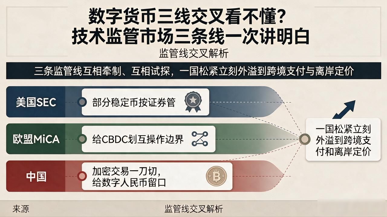 数字货币三线交叉看不懂？技术监管市场三条线一次讲明白
